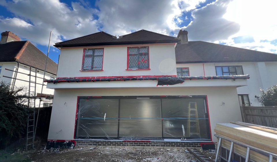 White Silicone Render Finish in Pettss Wood